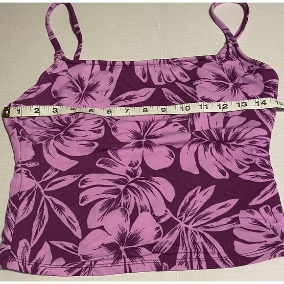 90s Leilani tankini Purple Hibiscus floral top (10) & bottoms (8) USA Made Y2K - Picture 8 of 14